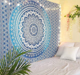 Tapiserie rajrang mandala bumbac verde mare Casa - Accesorii si Decoratiuni Naty Shop Albastru 213.4L X 137.2B Cm