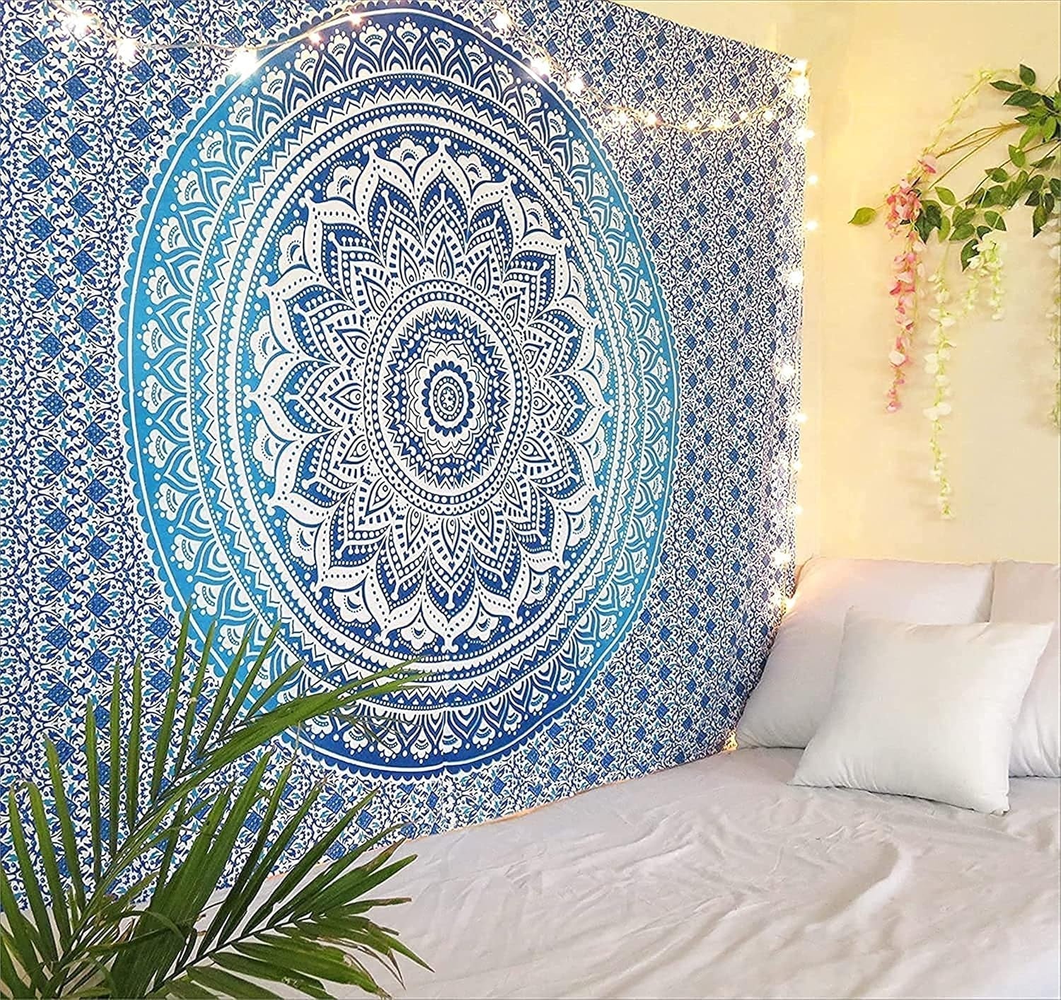 Tapiserie rajrang mandala bumbac verde mare Casa - Accesorii si Decoratiuni Naty Shop Albastru 213.4L X 137.2B Cm