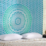 Tapiserie rajrang mandala bumbac verde mare Casa - Accesorii si Decoratiuni Naty Shop Verdețuri de mare 76.2L X 101.6B Cm