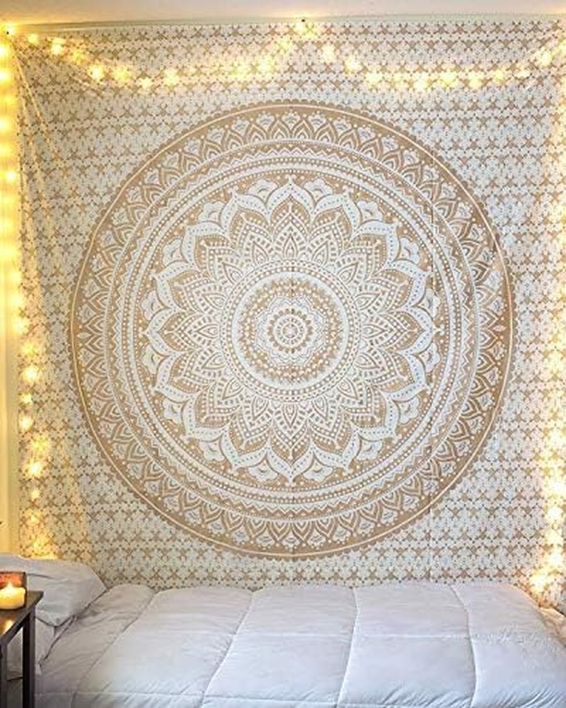 Tapiserie rajrang mandala bumbac verde mare Casa - Accesorii si Decoratiuni Naty Shop Aur 229L X 274B Cm