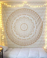 Tapiserie rajrang mandala bumbac verde mare Casa - Accesorii si Decoratiuni Naty Shop Aur 229L X 274B Cm