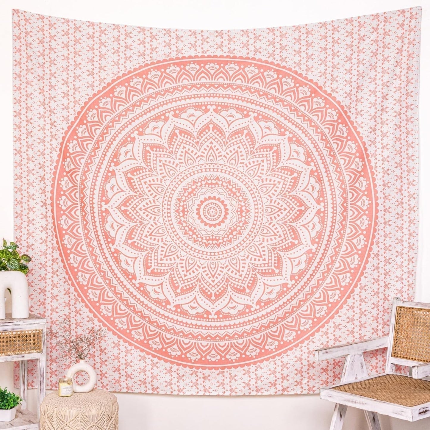 Tapiserie rajrang mandala bumbac verde mare Casa - Accesorii si Decoratiuni Naty Shop Trandafir auriu 228.6L X 213.4B Cm