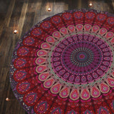 Tapiserie rotunda peacock mandala centimetri roundie hippie fata Casa - Accesorii si Decoratiuni Naty Shop Violet roz 183L X 183B Cm