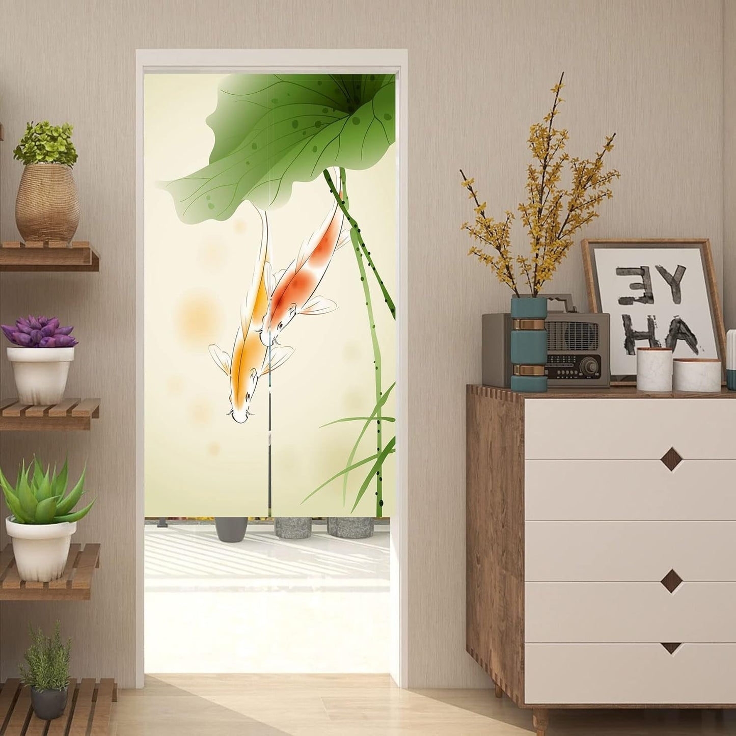 Tapiserie stil japonez lenjerie groasa noren lunga lotus Casa - Accesorii si Decoratiuni Naty Shop