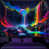 Tapiserie tapiterie cascada planetara fantezie lumina neagra Casa - Accesorii si Decoratiuni Naty Shop 150L X 130B Cm