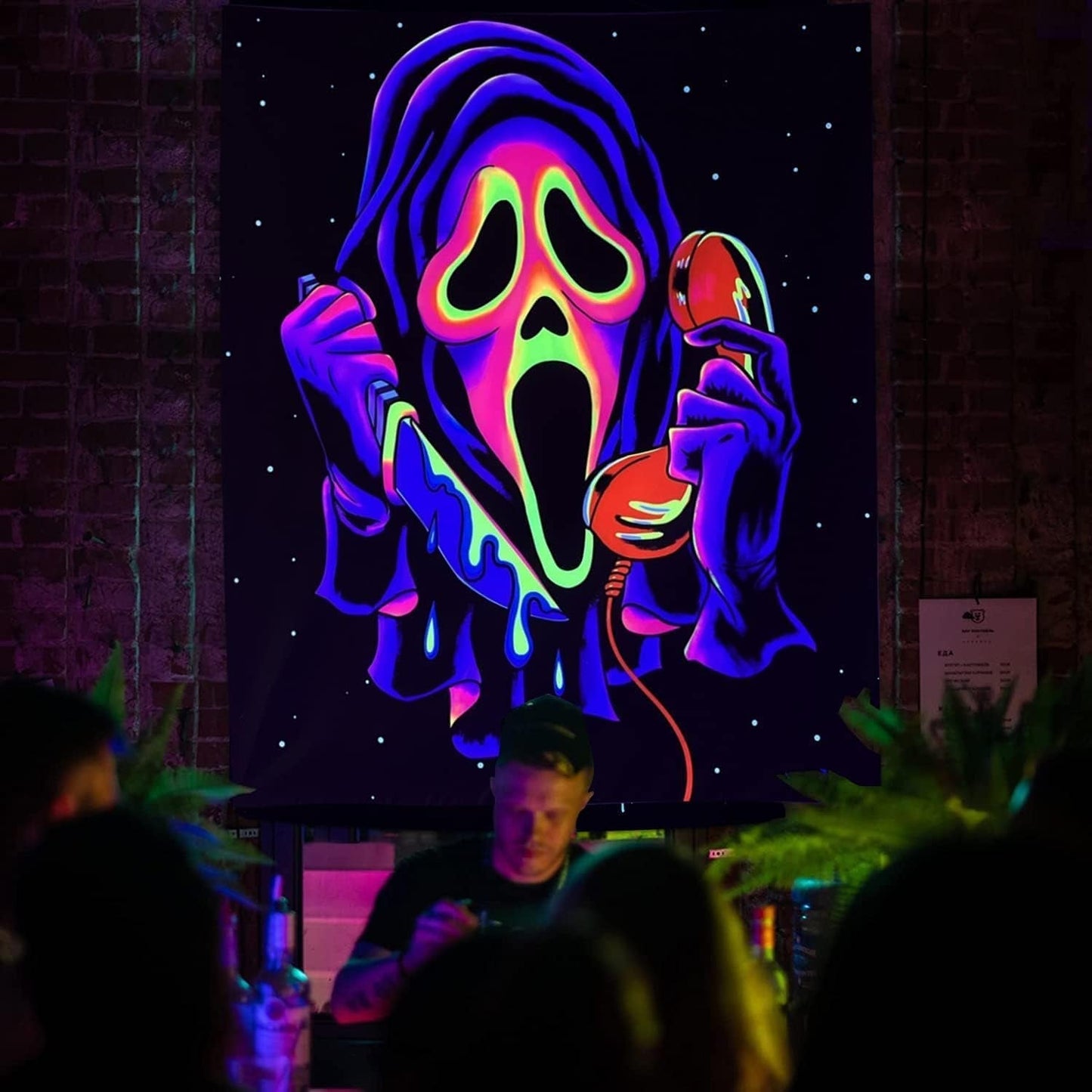 Tapiserie tapiterie fata groaza blacklight fantome reactiva Casa - Accesorii si Decoratiuni Naty Shop 150L X 130B Cm