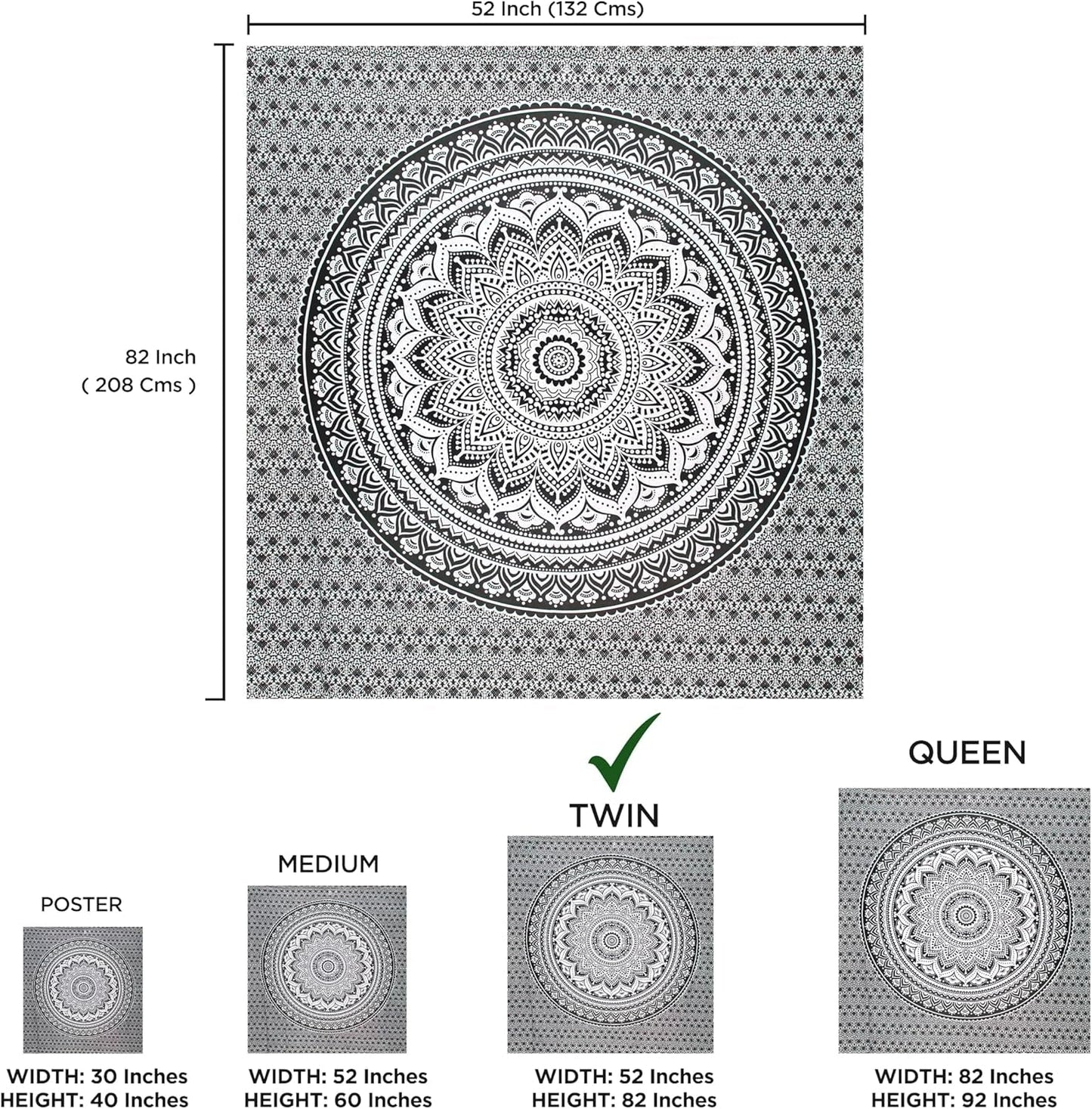 Tapiserie tapiterie mandala grey black wall cloth Casa - Accesorii si Decoratiuni Naty Shop