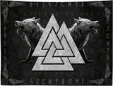 Tapiserie viking wolf totem negru alb meditatie rune Casa - Accesorii si Decoratiuni Naty Shop 200L X 150B Cm