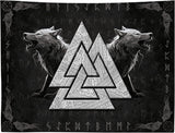 Tapiserie viking wolf totem negru alb meditatie rune Casa - Accesorii si Decoratiuni Naty Shop 300L X 180B Cm