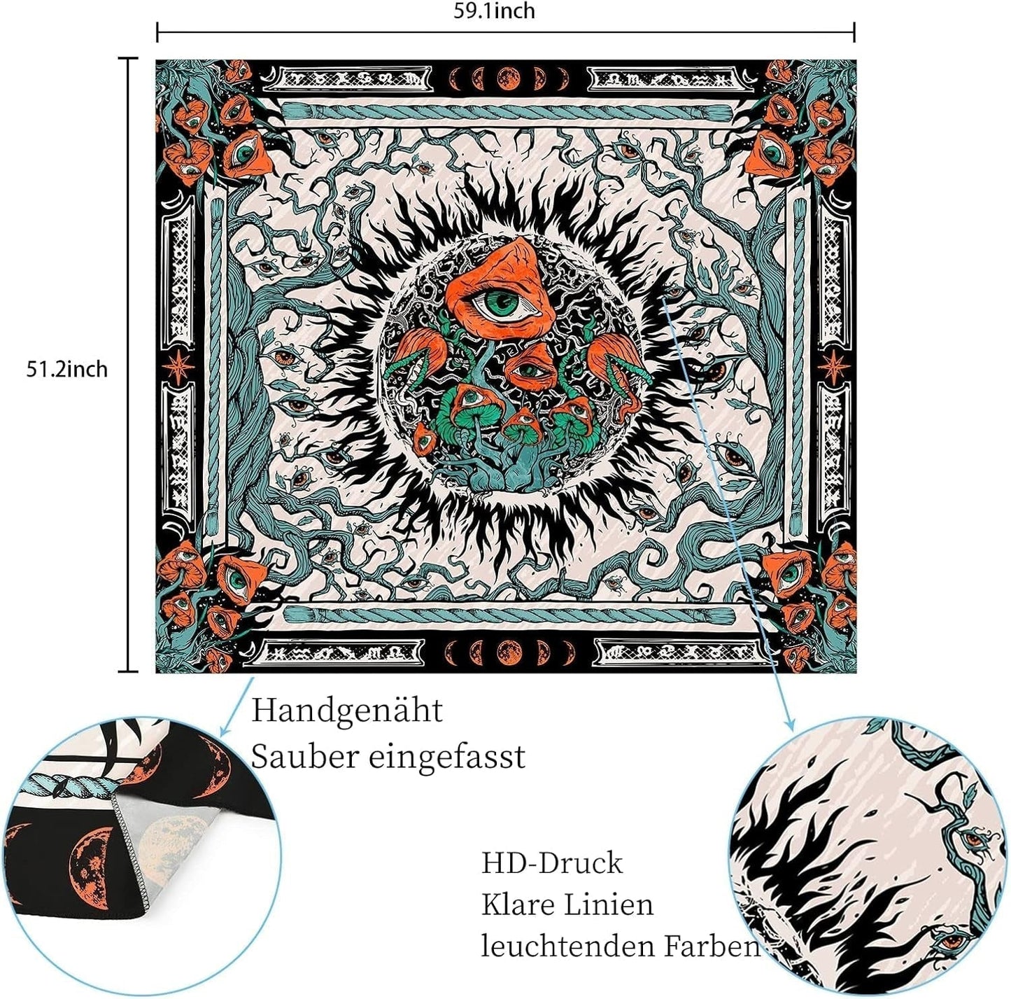 Tapiserie yrendenge ciuperci arderea soarelui panza hippie eyes Casa - Accesorii si Decoratiuni Naty Shop