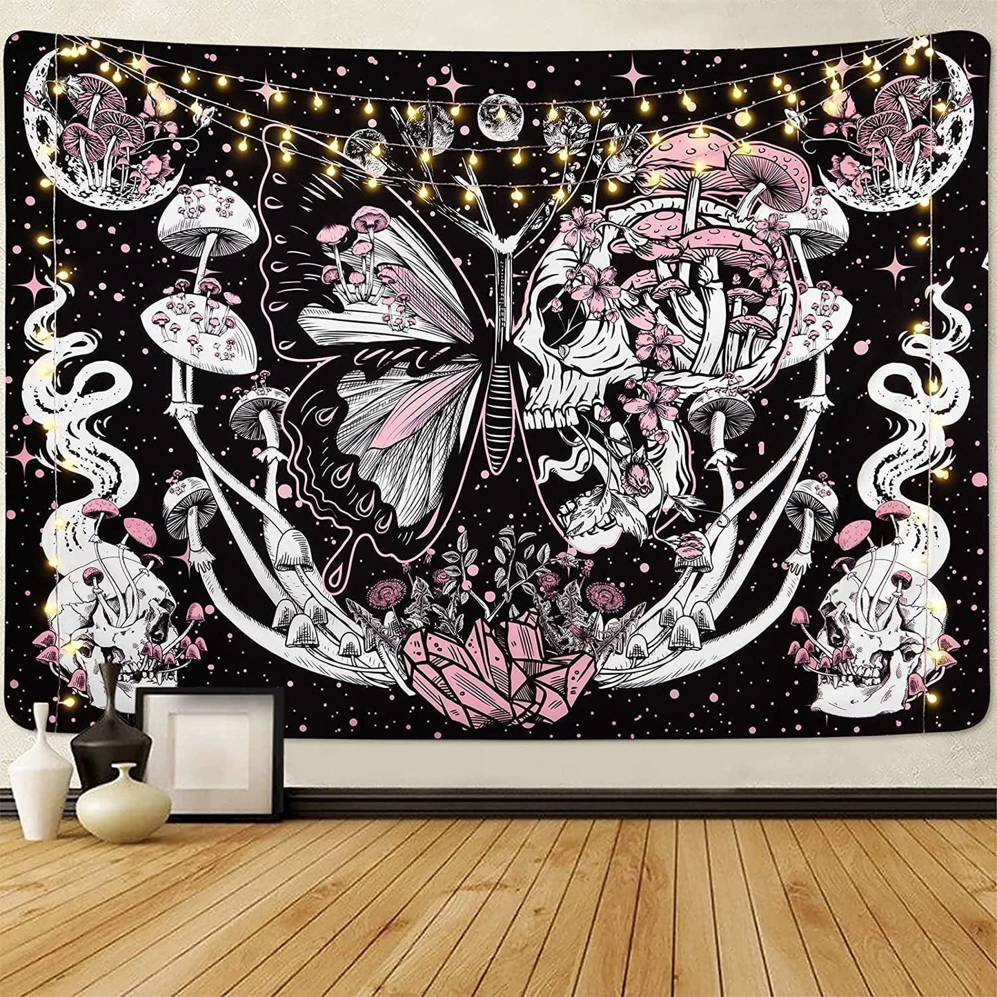 Tapiserie yrendenge fluturi schelet ciuperci casa stele luna Casa - Accesorii si Decoratiuni Naty Shop Molia ciupercă craniană 150X130Cm