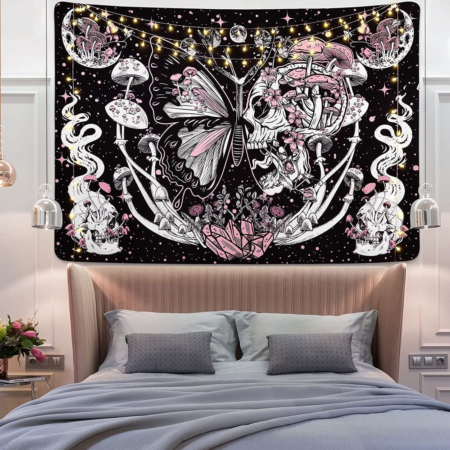 Tapiserie yrendenge fluturi schelet ciuperci casa stele luna Casa - Accesorii si Decoratiuni Naty Shop
