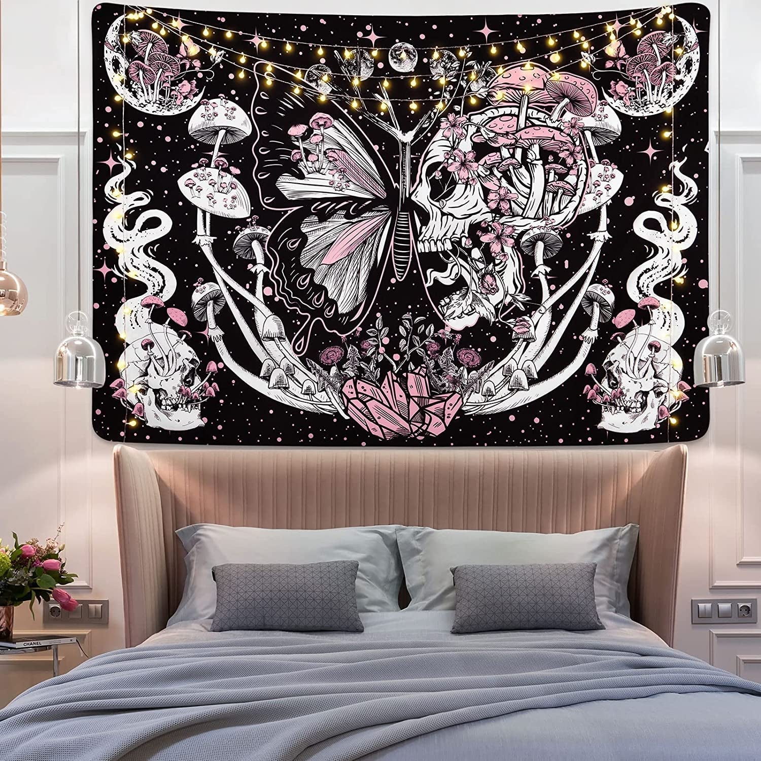 Tapiserie yrendenge fluturi schelet ciuperci casa stele luna Casa - Accesorii si Decoratiuni Naty Shop
