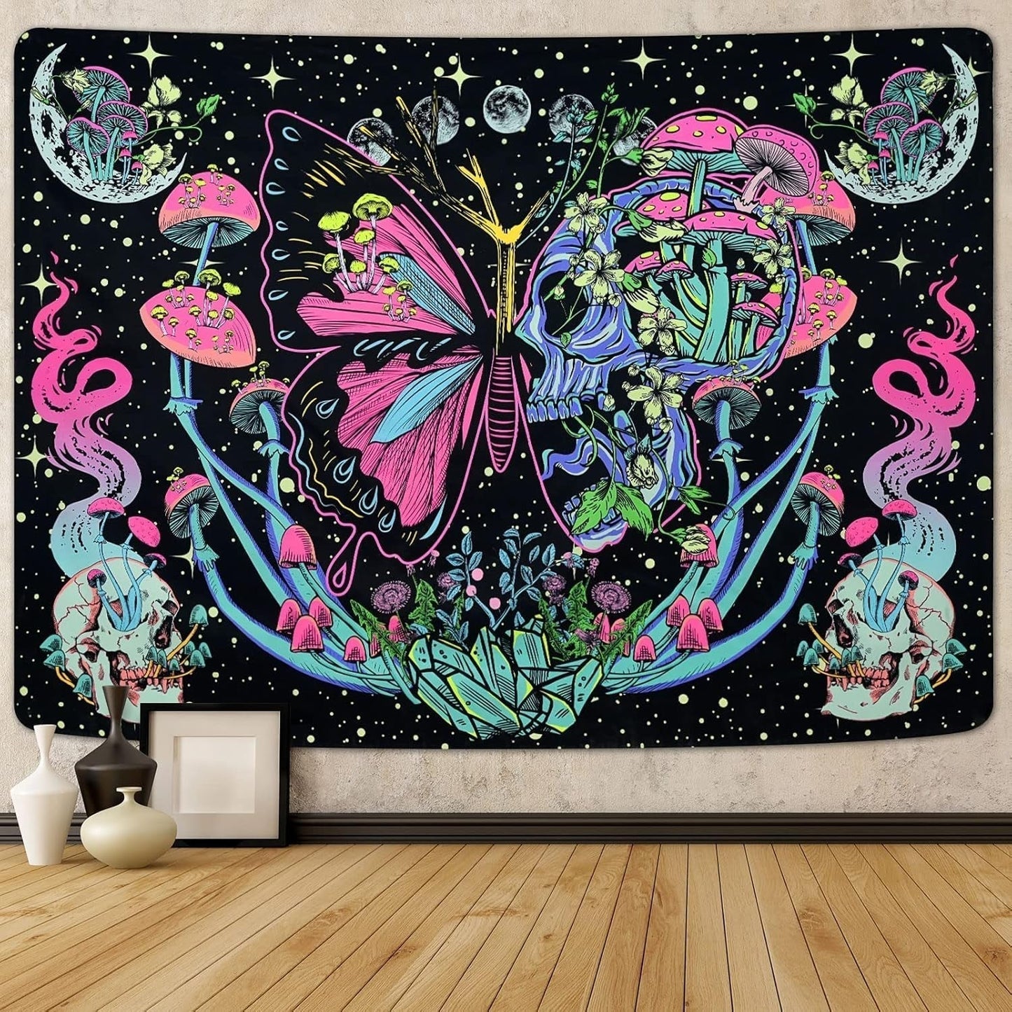 Tapiserie yrendenge tapiterie fluorescenta fluturi faza Casa - Accesorii si Decoratiuni Naty Shop