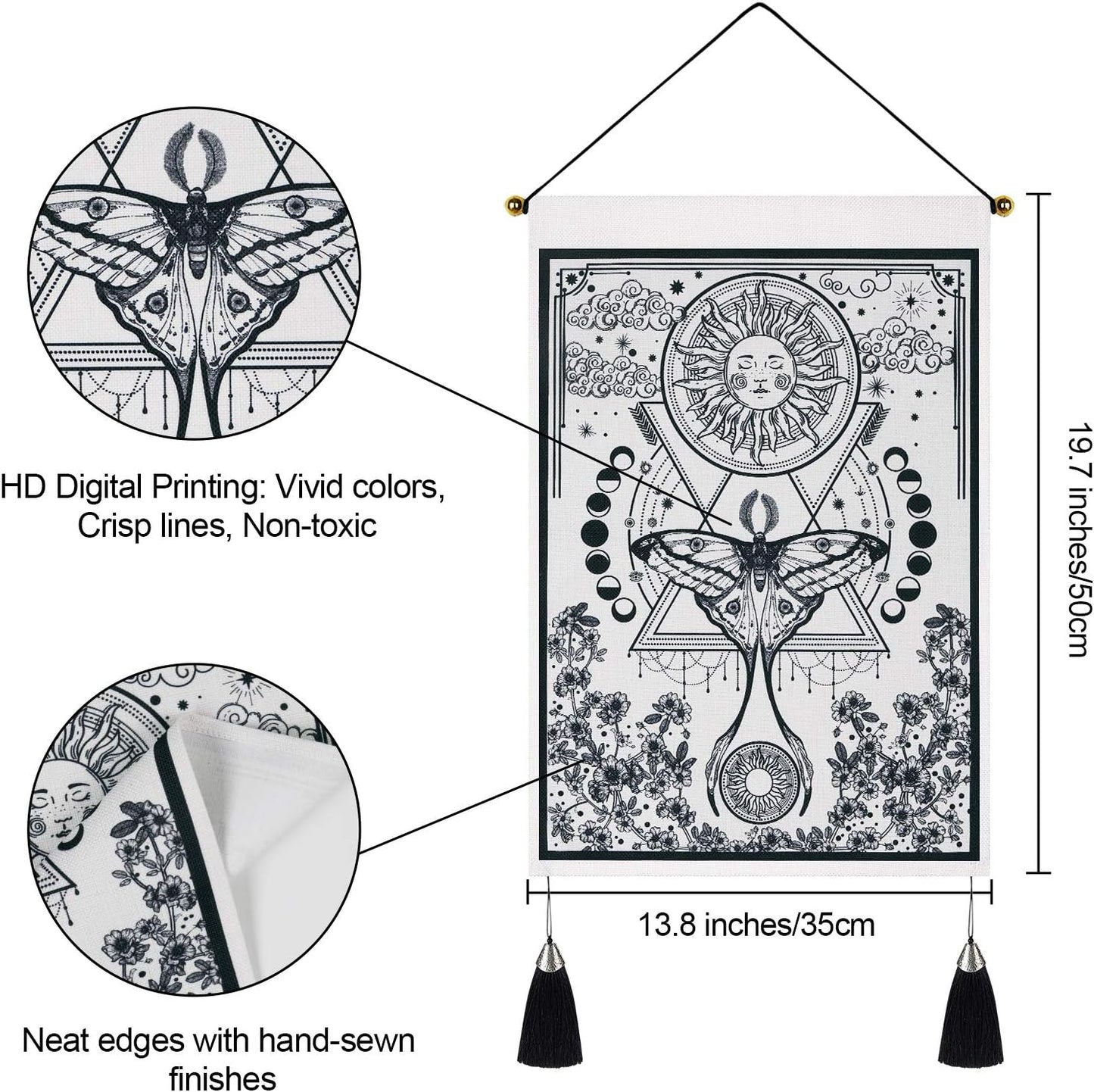 Tapiserie yugarlibi 2pcs tapiserii mici hanging luna soarele Casa - Accesorii si Decoratiuni Naty Shop