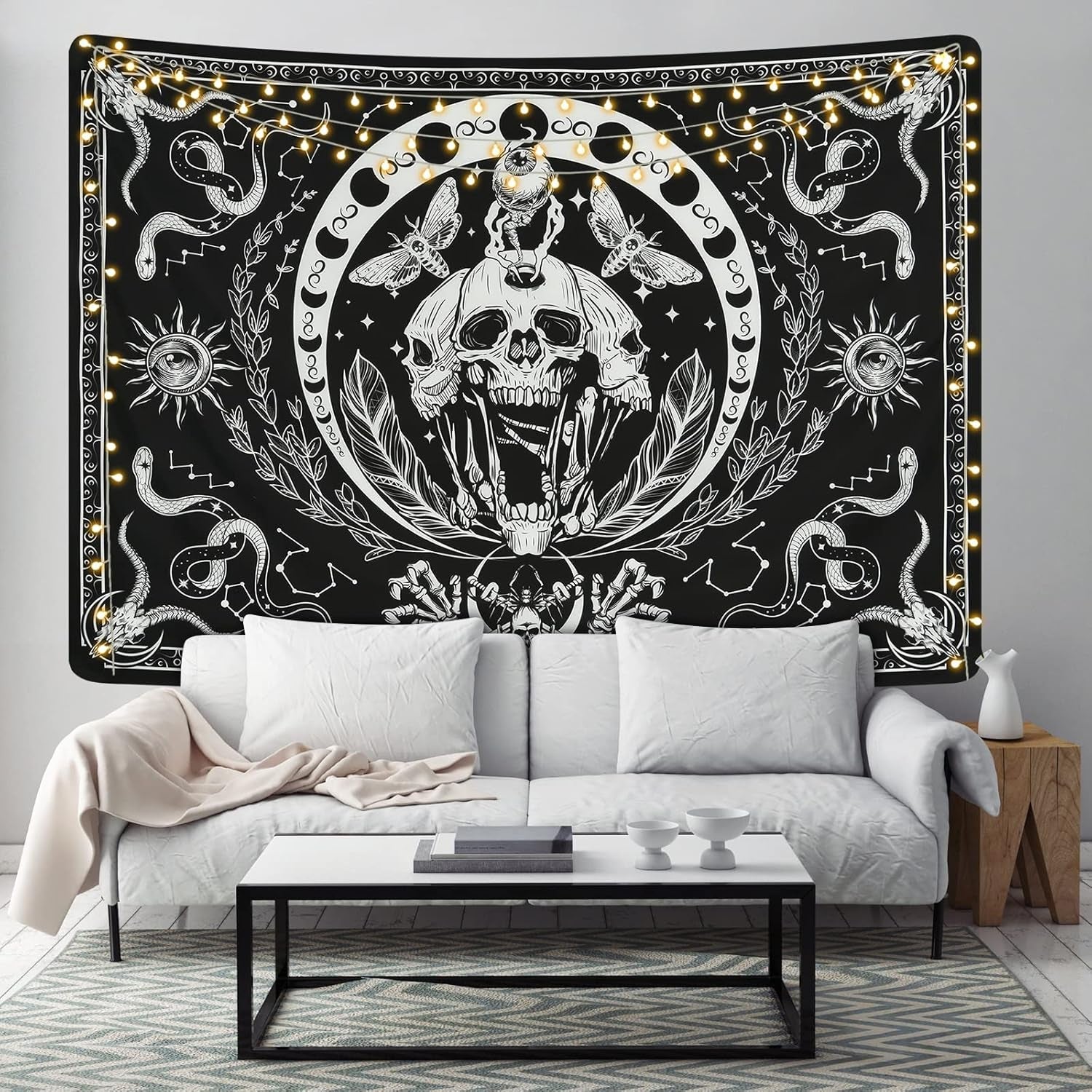 Tapiserie yugarlibi schelet negru sarpe molie panza estetic Casa - Accesorii si Decoratiuni Naty Shop
