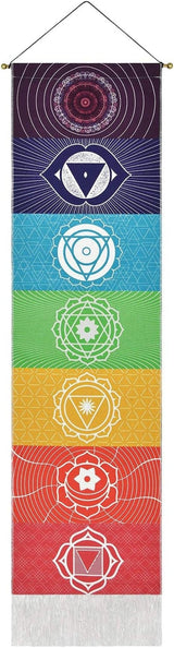 Tapiserie yugarlibi set agataturi chakra meditatie yoga trippy Casa - Accesorii si Decoratiuni Naty Shop Chakra albă 130L X 32.5B Cm