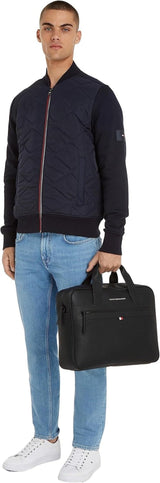 Tommy Hilfiger ESSENTIAL PU COMPUTER BAG geantă laptop pentru bărbați, Black, OS Bagaje și echipament de călătorie Naty Shop