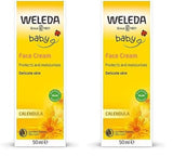 WELEDA Organic Baby Calendula Face Cream - Cremă hidratantă cosmetică naturală cu ulei de migdale și ceară de albine pentru îngrijirea pielii uscate. Cremă naturală de îngrijire facială pentru bebeluși și copii (1x 50ml) Copii - Baie si Skincare Naty Shop Cremă de față 50 Ml (pachet de 2)