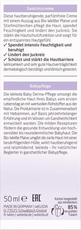 WELEDA Organic Baby Derma White Mallow Face Cream, cremă hidratantă pentru pielea foarte sensibilă și neurodermitică, cosmetice naturale pentru îngrijire intensivă și ameliorarea mâncărimii (1 x 50 ml) Copii - Baie si Skincare Naty Shop